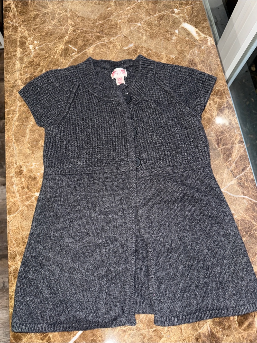 Mossimo Supply Co. Short-Sleeve Knit Cardigan Dress - Charcoal
